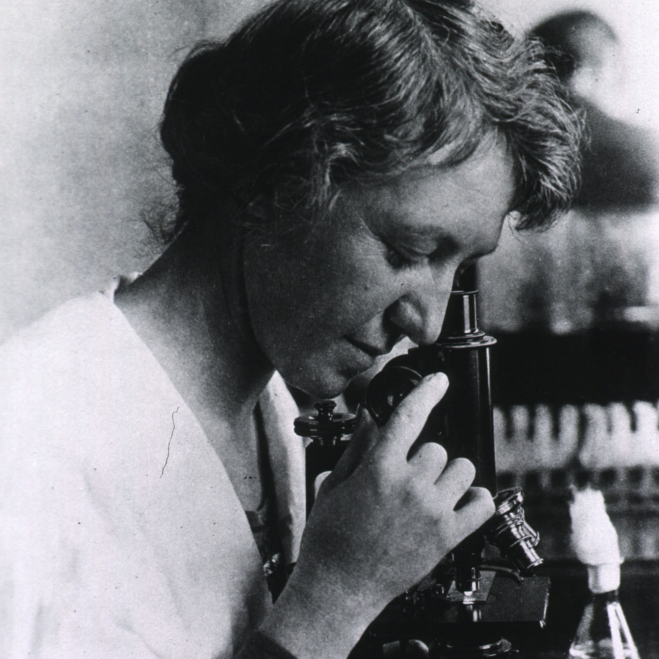 Ida Bengtson peers through a microscope