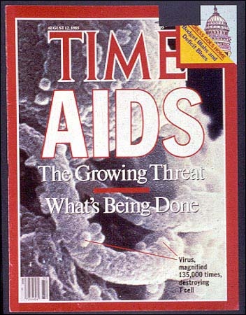 Cover of Time that contained an article reflected the growing threat of Aids and described the government's response. 