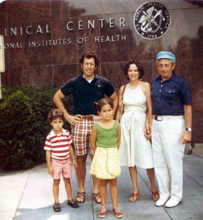 John Gallin and family outside the NIH Clinical Center