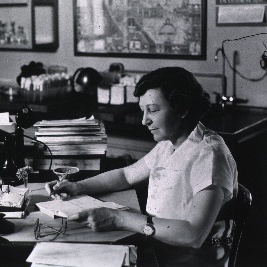 Sara Branham working at her desk