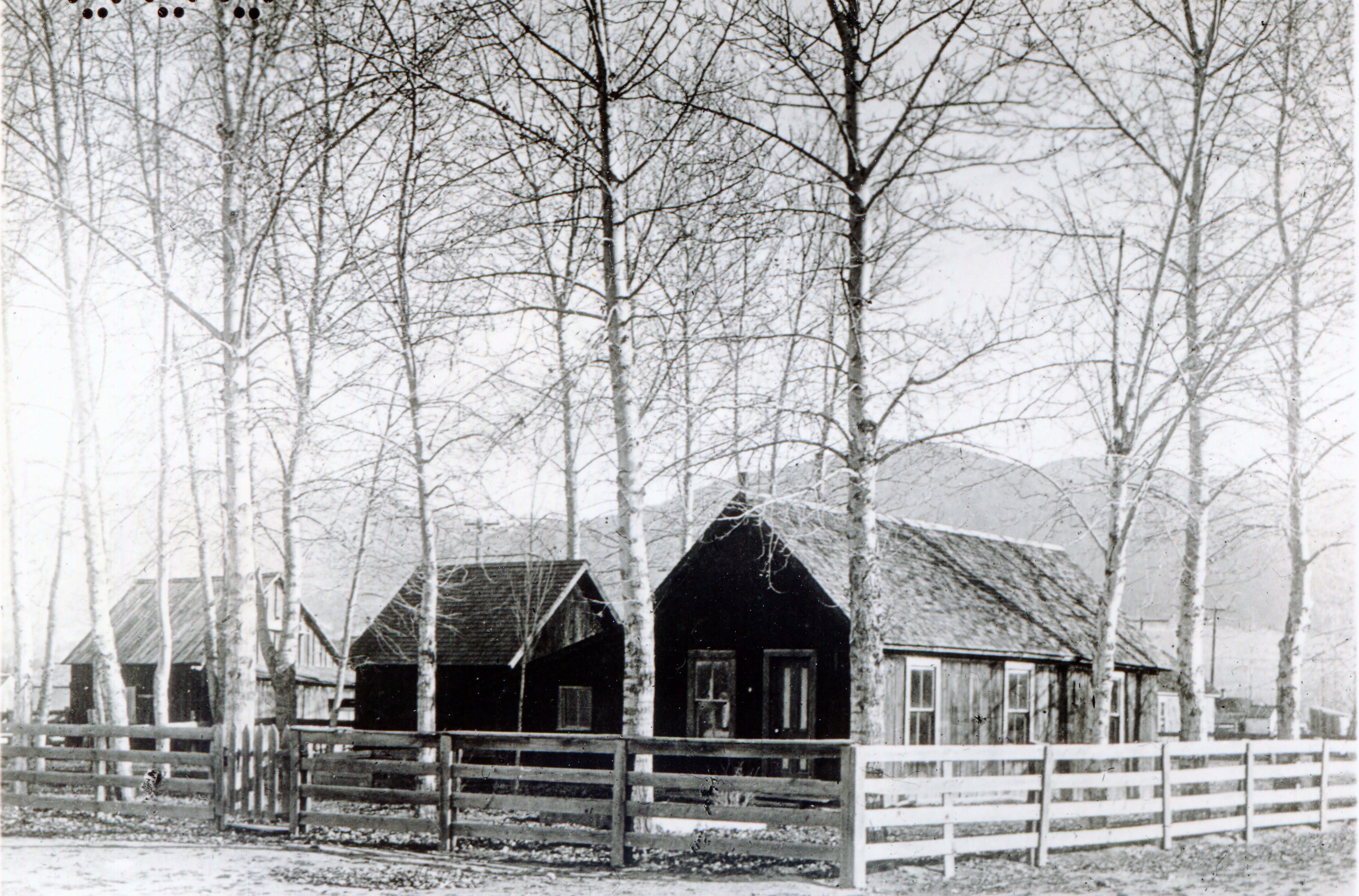 The Victor, Montana labs were built of wood in a small grove of trees and surrounded by a fence