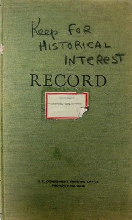 Photo of a green covered government printed record book