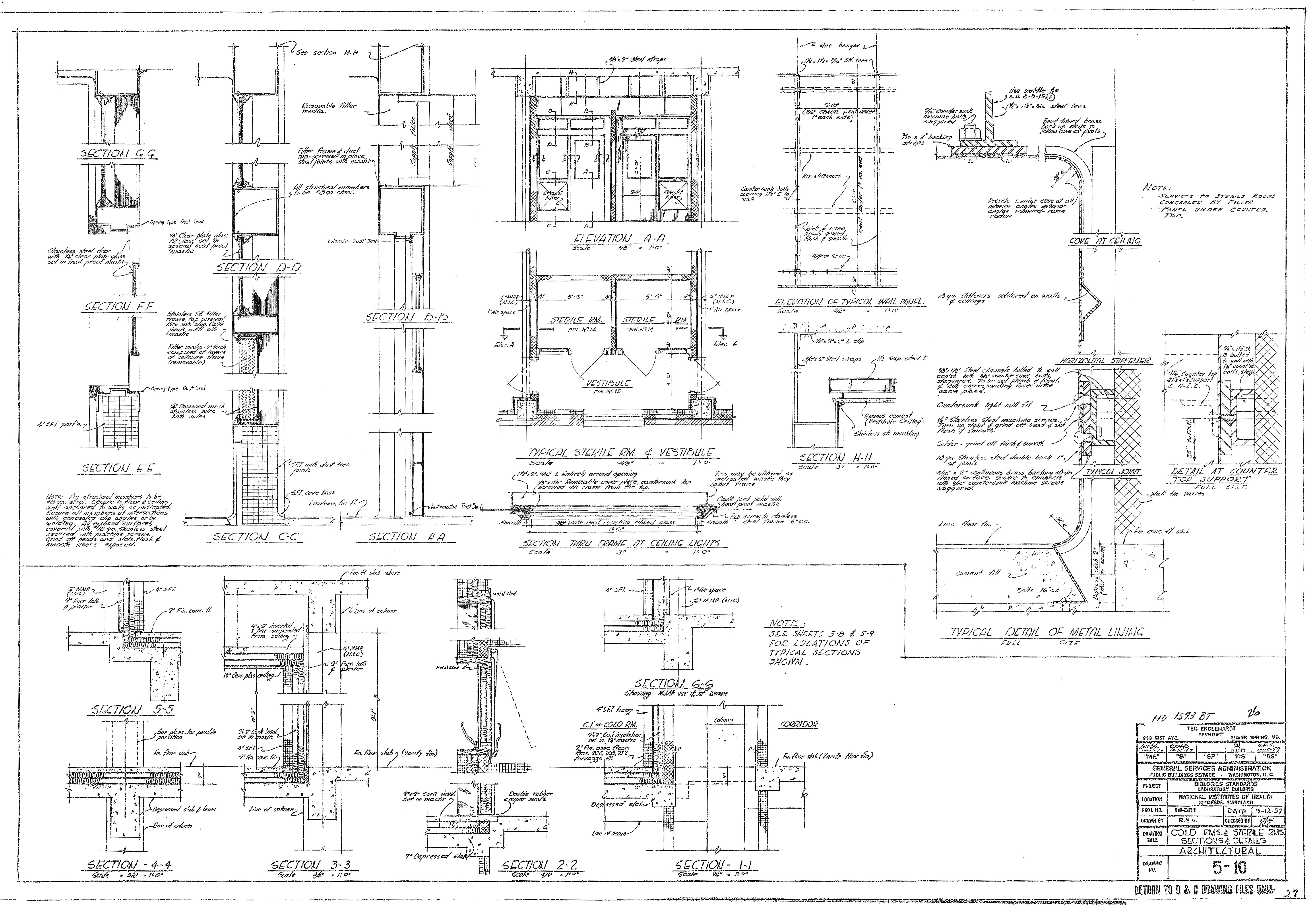 Cold Rooms and Sterile Rooms Sections and Details Drawing of Building 29