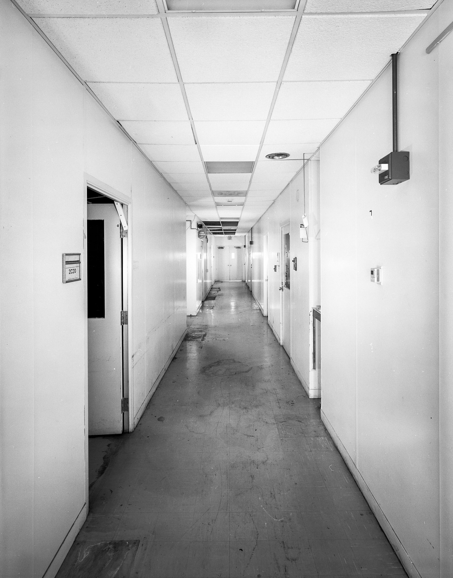 Typical interior corridor, on the second floor of Building 29A, C Corridor