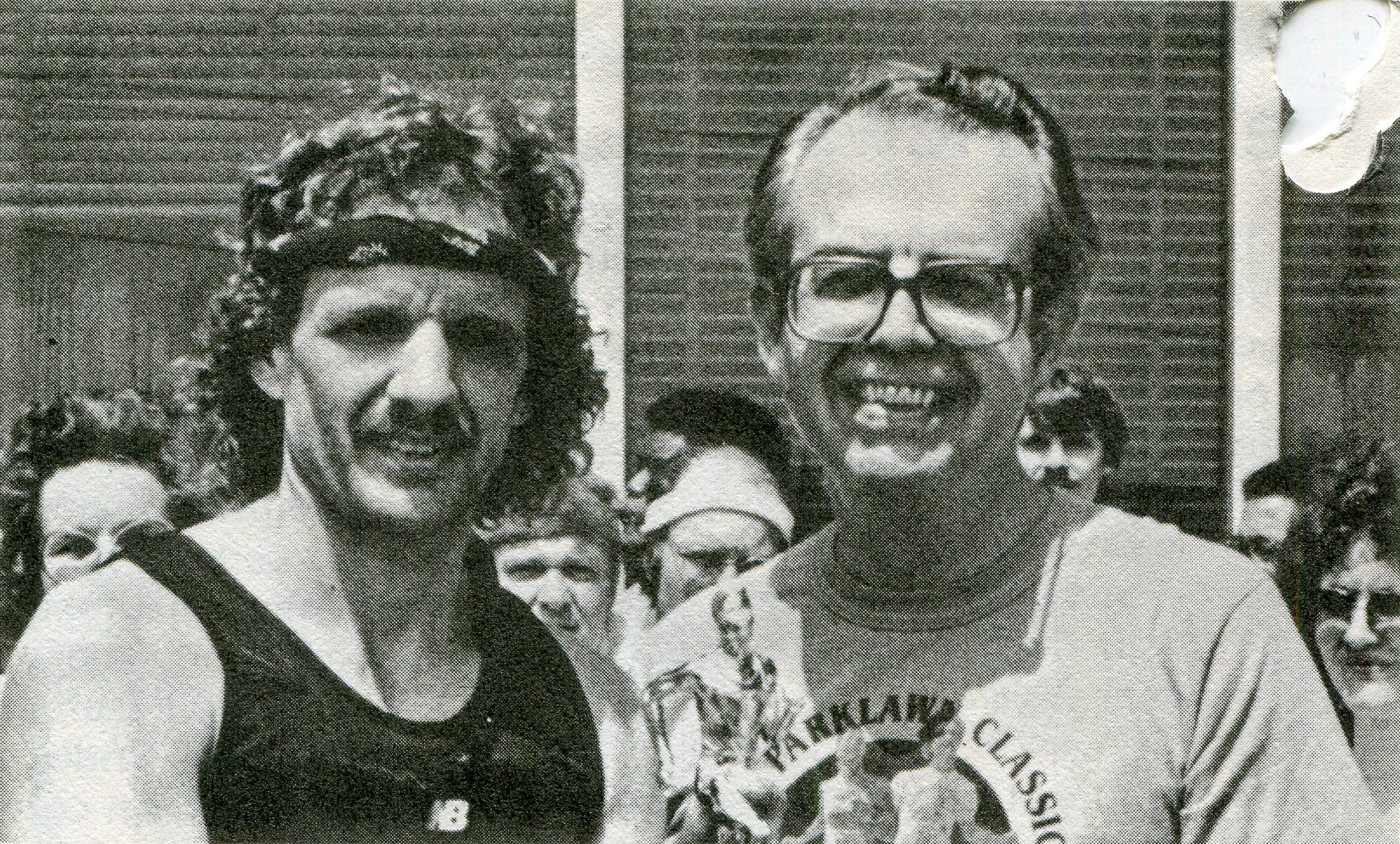 a photo of Russell J. Abbott with Edward Brandt in running clothes after a race. Taken from the FDA Today 1983 paper