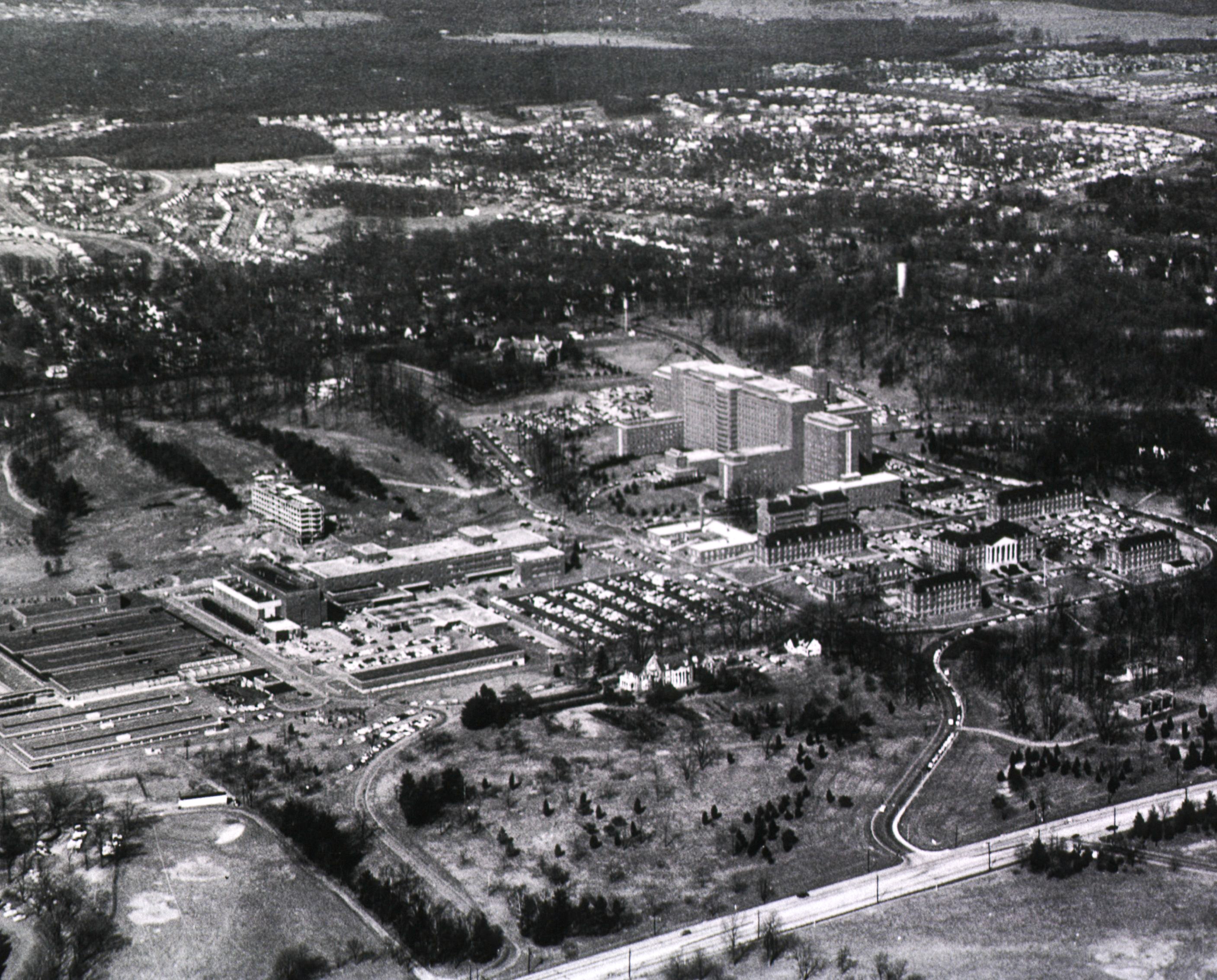 Aerial Image of the NIH campus taken around 1960