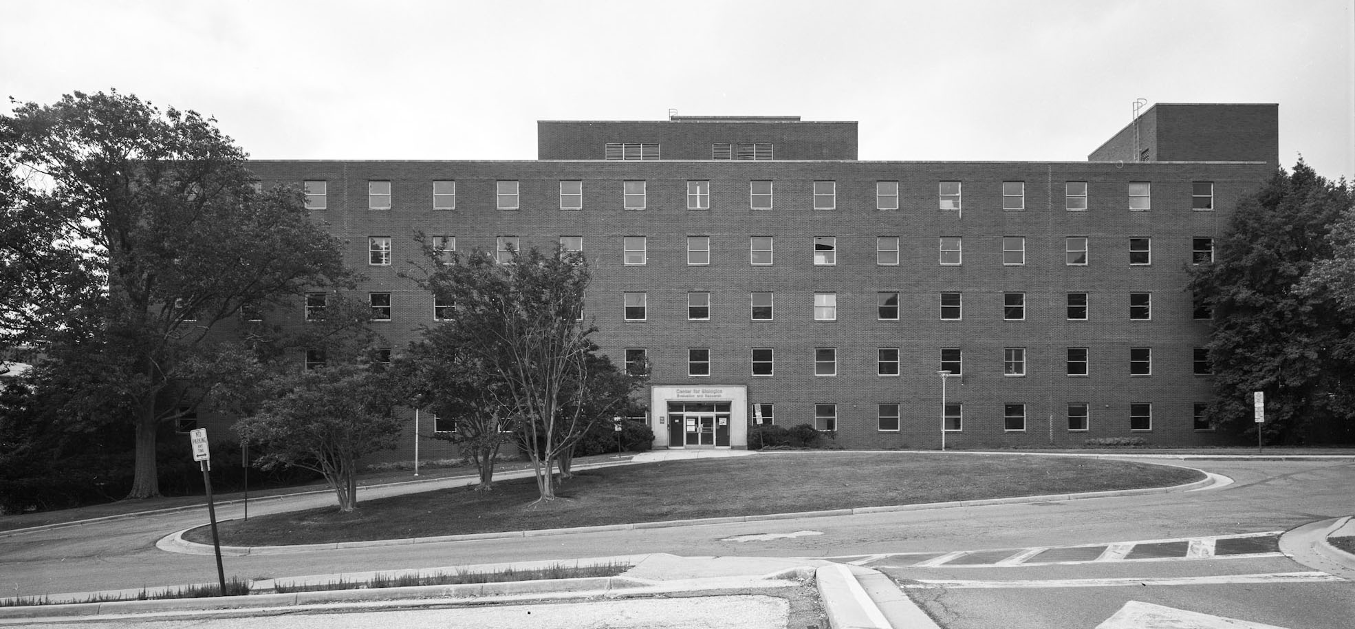 black and white photo of Building 29 from the front