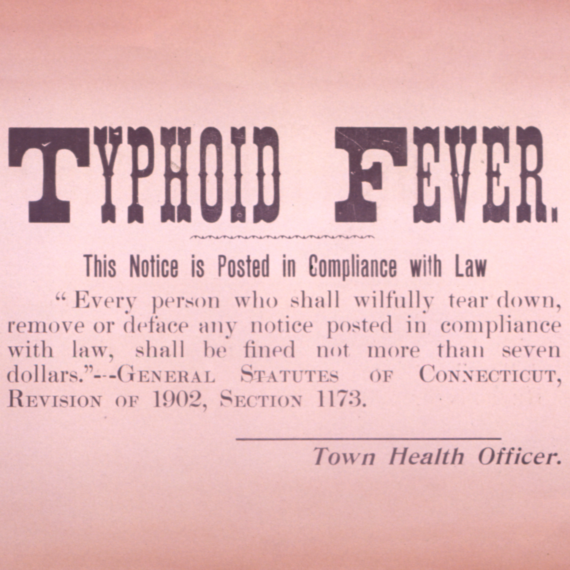 a typhoid fever isolation sign from the early 20th century