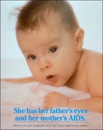 Poster with photo of infant looking at camera