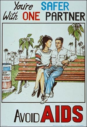 Poster will illustration of man and woman sitting on a bench