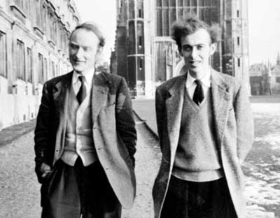 Photograph of James Watson and Francis Crick.