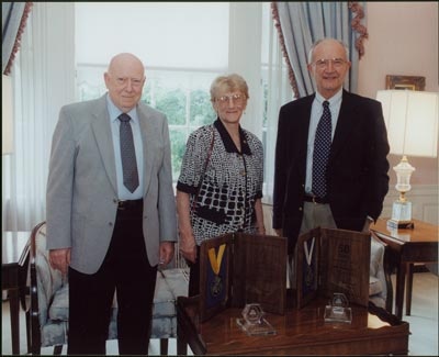 The Stadtmans with awards for their 50 years of service in 2000.