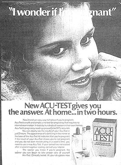 Advertisement for ACU-TEST, Mademoiselle, December 1978
