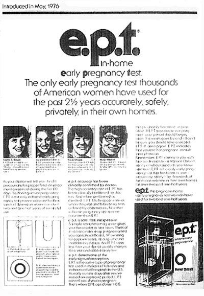Advertisement for e.p.t, Ladies' Home Journal, January 1979