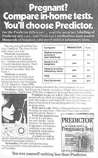 Advertisement for Predictor, Mademoiselle, November 1979