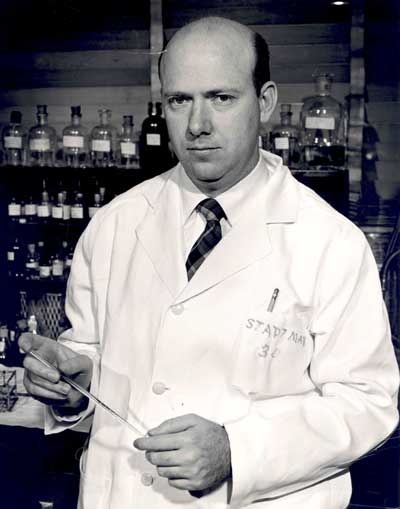 Earl Stadtman in his laboratory, circa 1955. 