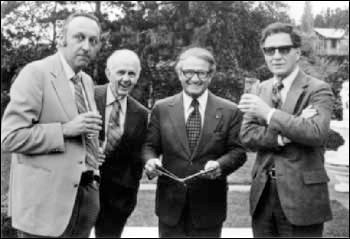 Photograph of Aaron Ganz, Edward Driscoll, John Bonica, and Seymour Kreshover at Issaquah