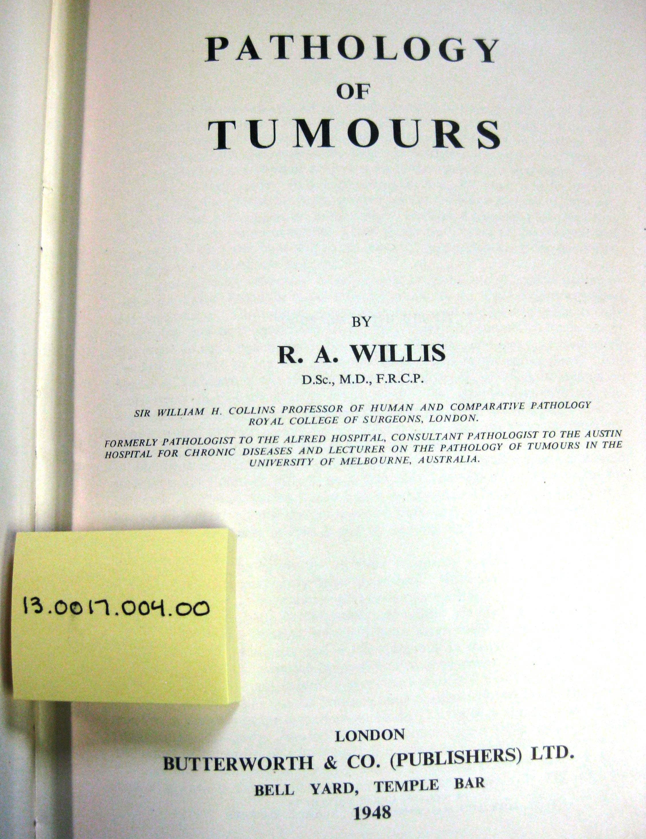 Photo of Anthology of Tumours book inside page