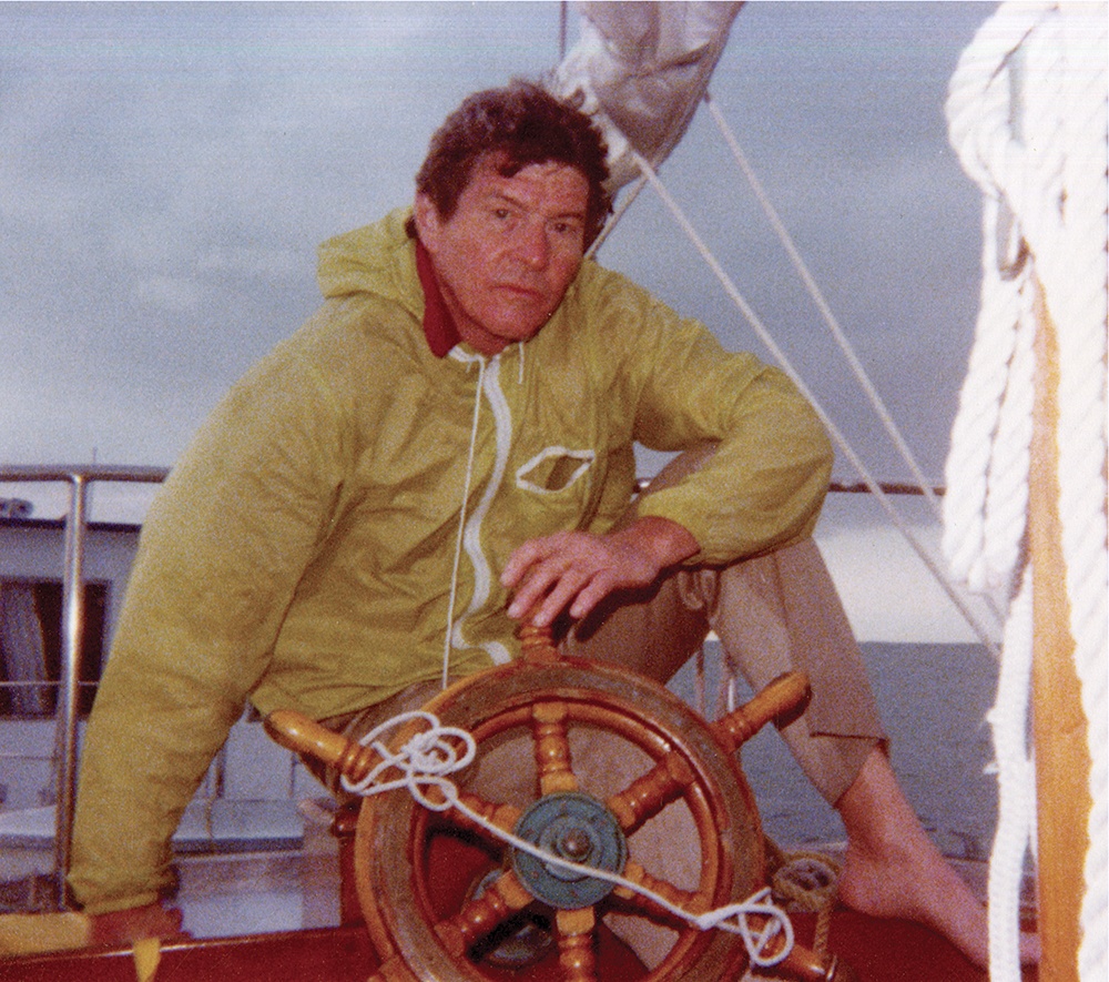 Anfinsen at the helm of a sailboat