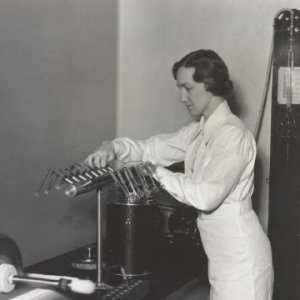 Photo of Margaret Pittman working at equipment
